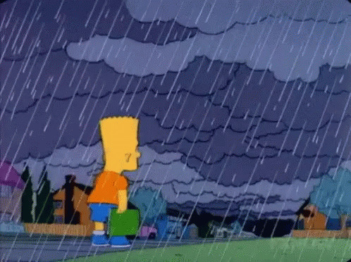 Bart Simpson Left Out Raining GIF