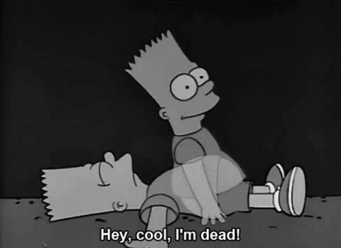 Bart Simpson Lying Down with Hey Cool I'm Dead