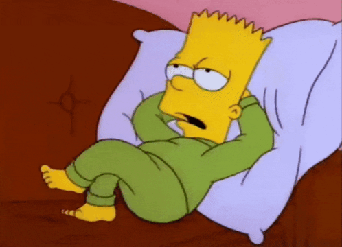 Bart Simpson Lying on Bed with Feet Up