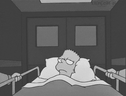 Bart Simpson Sad in Hospital Bed