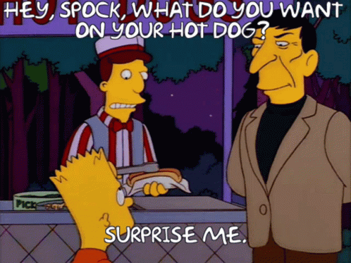 Bart Simpson Says Surprise Me at Hot Dog Stand