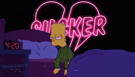 Bart Simpson Sitting On Bed In Front Of Maker Sign GIF