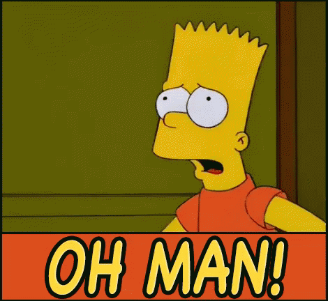 Bart Simpson Standing in Front of Oh Man Sign