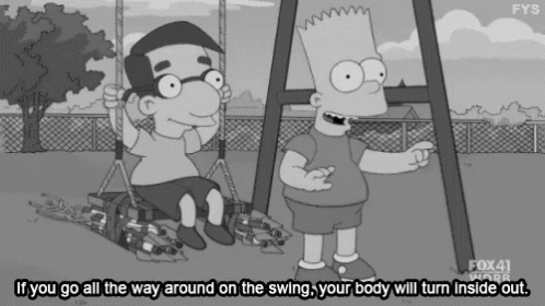 Bart Simpson Telling Boy If You Go All The Way Around On The Swing