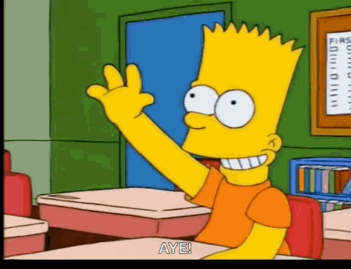 Bart Simpson Waving Hand in Classroom