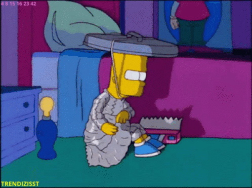 Bart Simpson Wearing Garbage Can