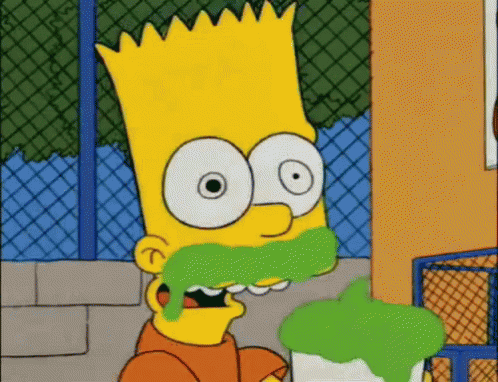 Bart Simpson With A Green Mustache Is Holding A Bucket Of Slime GIF