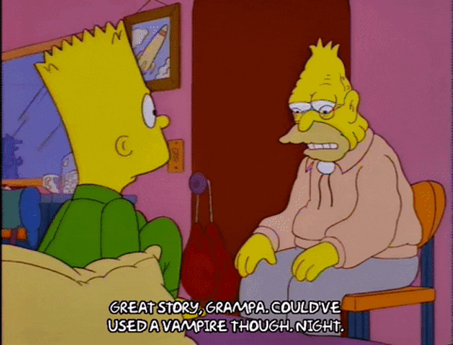 Bart Talking To Grandpa Simpson About Stories He Told GIF