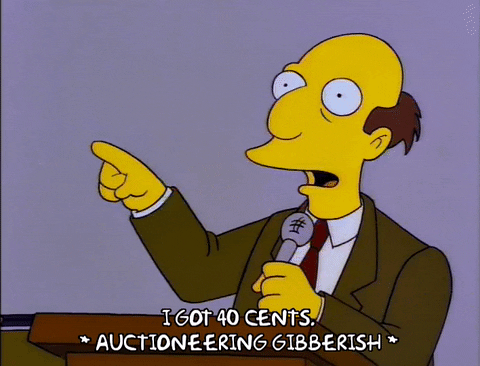 Bart The Fink As Gibberish Auctioneer GIF