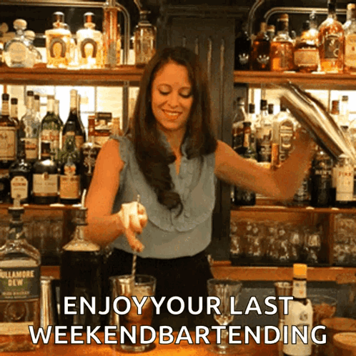 Bartender Pouring Drink Enjoy Last Weekend