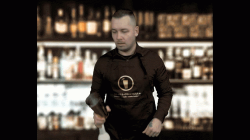 Bartender Wearing Hotel-Cocktail Apron