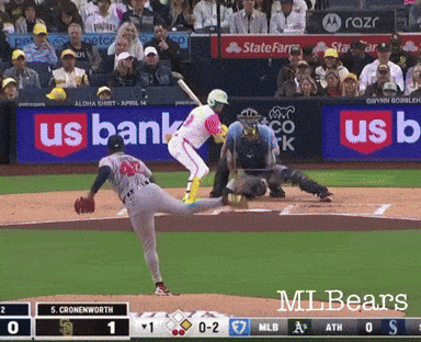 Baseball Game In Front Of US Bank Ad GIF