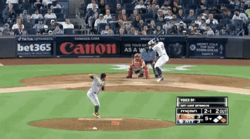 Baseball Game In Stadium With Ads GIF