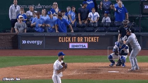 Baseball Game With Click It or Ticket Sign