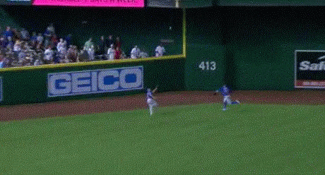Baseball Game With Geico Sign In Outfield GIF