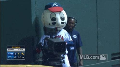 Baseball Mascot Behind Camera GIF