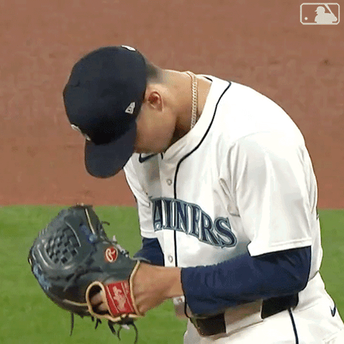 Baseball Player Adjusting Glove