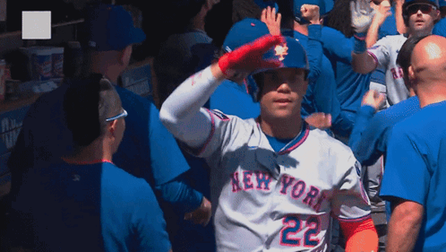 Baseball Player for New York Mets in Dugout