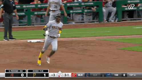 Baseball Player In Arizona Uniform Running Home Plate GIF