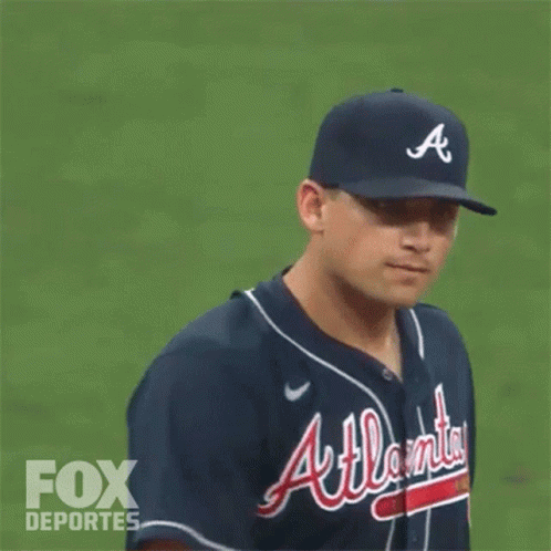 Baseball Player in Atlanta Braves Jersey