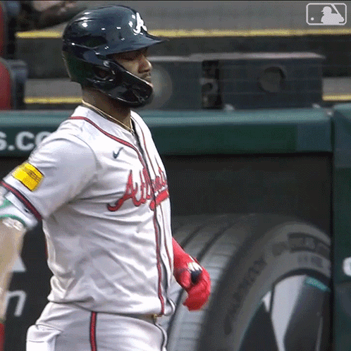 Baseball Player In Atlanta Jersey And Helmet GIF