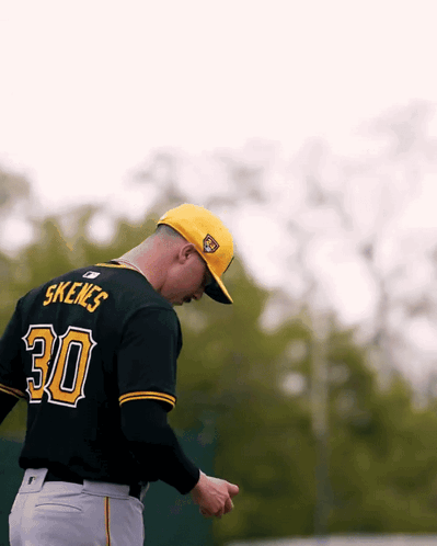 Baseball Player in Black Jersey Number 30