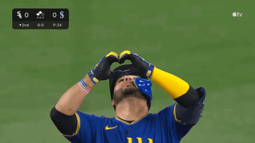 Baseball Player In Blue And Yellow Seahawks Uniform GIF
