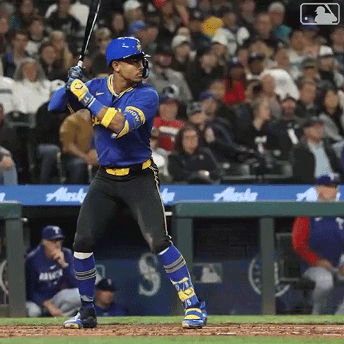 Baseball Player In Blue And Yellow Uniform GIF