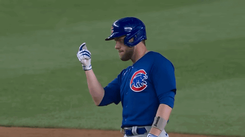 Baseball Player in Blue Cubs Uniform
