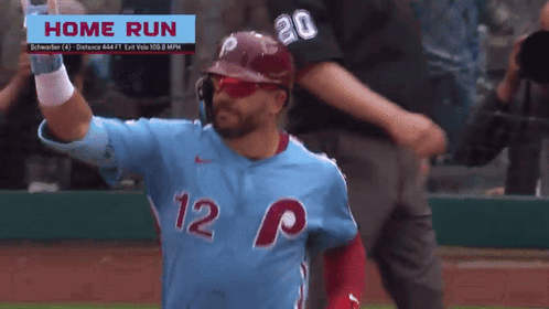 Baseball Player In Blue Jersey Number 12 GIF