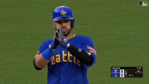 Baseball Player In Blue Jersey Seattle GIF
