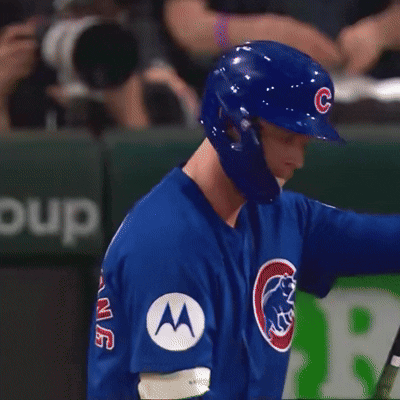 Baseball Player In Blue Jersey With M On Sleeve GIF