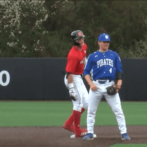 Baseball Player in Blue Pirates Jersey