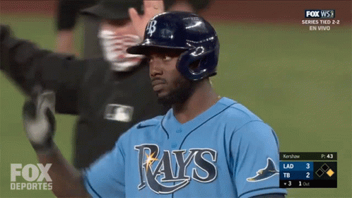 Baseball Player in Blue Rays Jersey