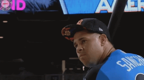 Baseball Player in Blue Sanchez Jersey