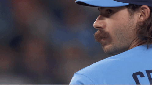 Baseball Player in Blue Toronto Blue Jays Hat
