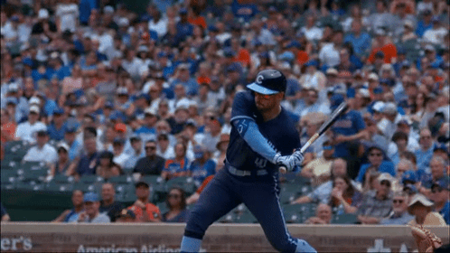 Baseball Player in Blue Uniform with C