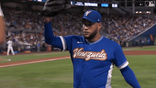 Baseball Player In Blue Venezuela Jersey GIF