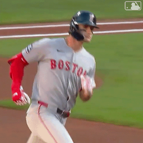 Baseball Player in Boston Jersey Running