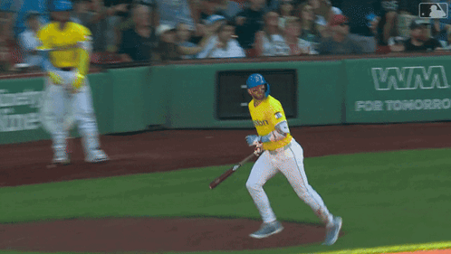 Baseball Player in Boston Jersey Running