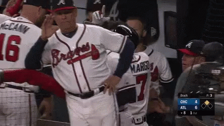 Baseball Player In Braves Jersey Hugged GIF