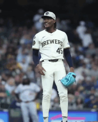 Baseball Player in Brewers Jersey