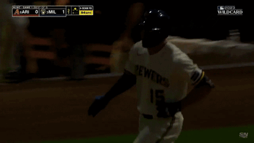 Baseball Player in Brewers Jersey Running
