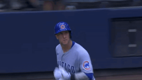 Baseball Player in Chicago Uniform Running