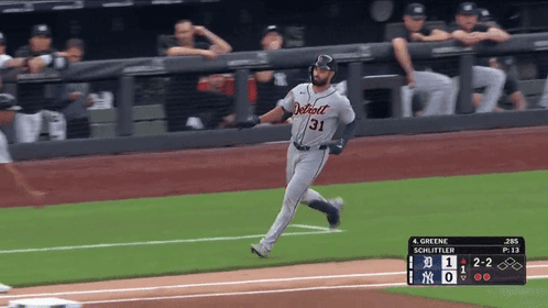 Baseball Player in Detroit Jersey