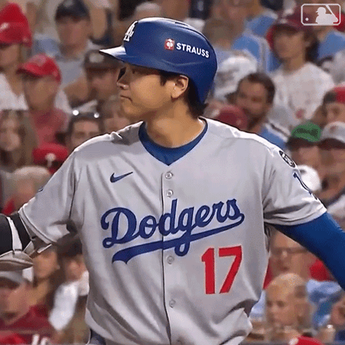 Baseball Player in Dodgers Jersey Number 17
