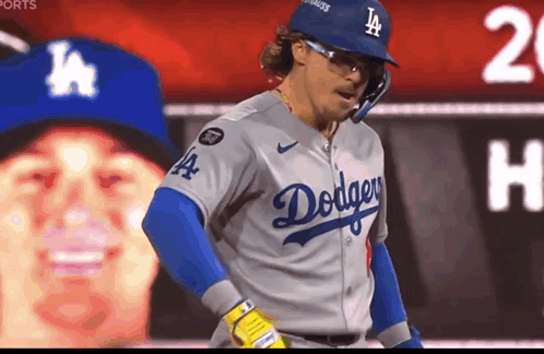 Baseball Player in Dodgers Uniform