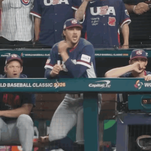 Baseball Player in Dugout at World Baseball Classic