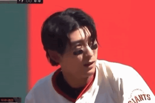 Baseball Player in Giants Jersey