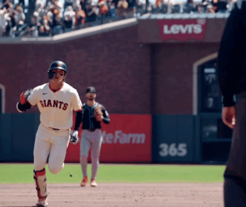 Baseball Player in Giants Jersey Running